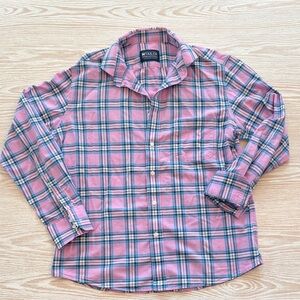Pink Plaid Men's Casual Button-Down Shirt